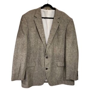 Oak Hill Sports Coat Jacket Blazer 2XL 50/52L Houndstooth Linen Blend Blk White